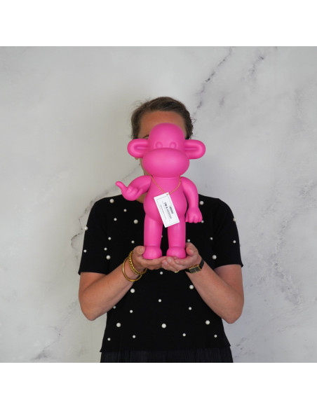 Statue déco Singe Loose dopamine Hauteur 35 cm Résine Rose The Legend 