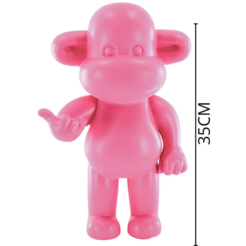 Statue déco Singe Loose dopamine Hauteur 35 cm Résine Rose The Legend 