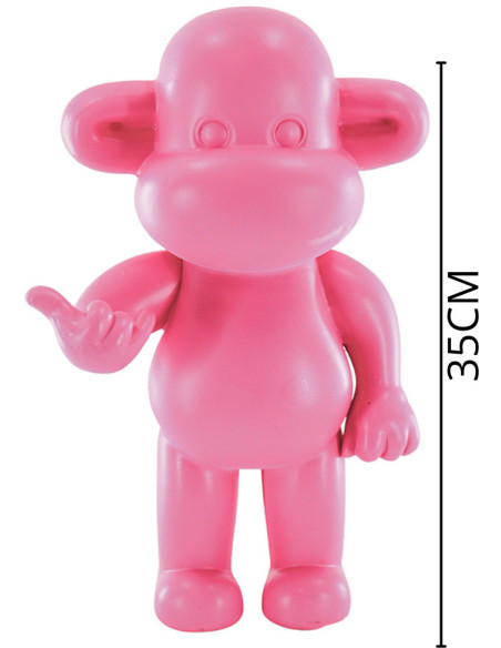 Statue déco Singe Loose dopamine Hauteur 35 cm Résine Rose The Legend 