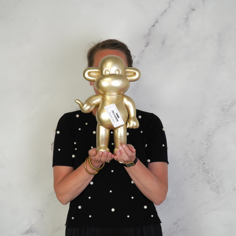 Statue déco Singe Loose dopamine Hauteur 35 cm Résine Doré The Legend 