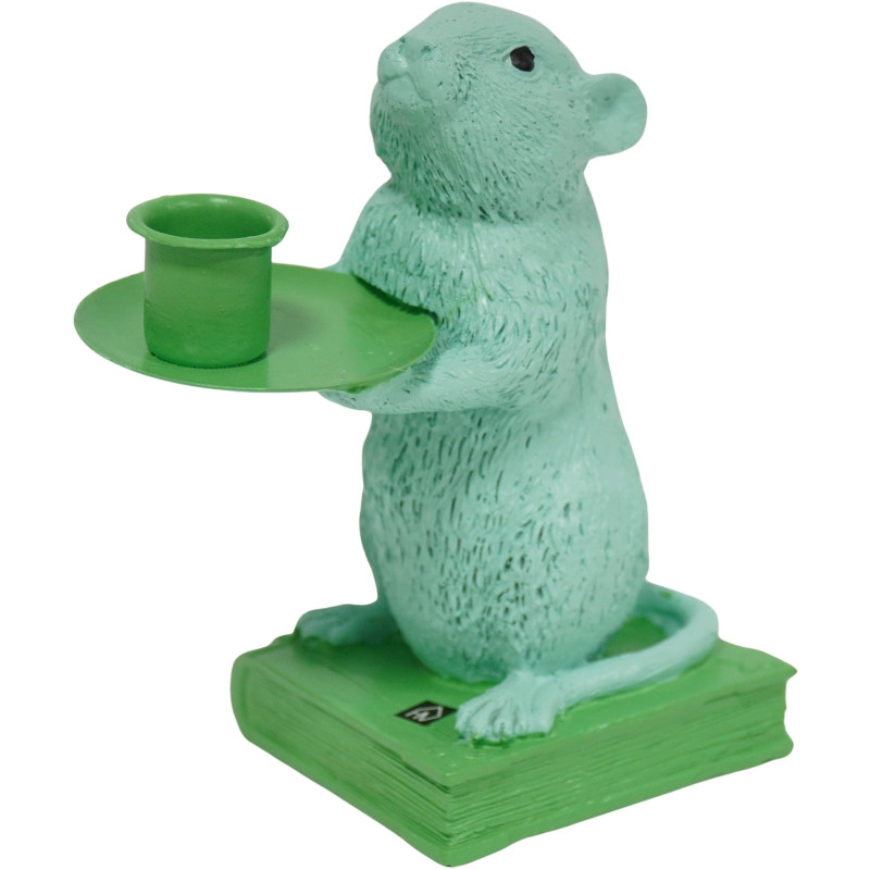 Bougeoir original Souris Pop Hauteur 17 cm Résine Métal Vert Vert menthe Mouse 