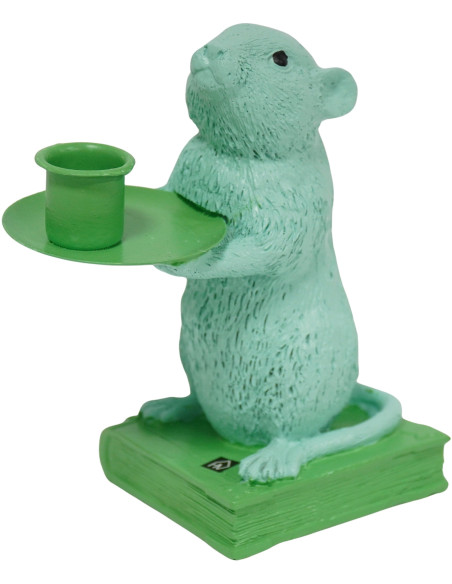 Bougeoir original Souris Pop Hauteur 17 cm Résine Métal Vert Vert menthe Mouse 