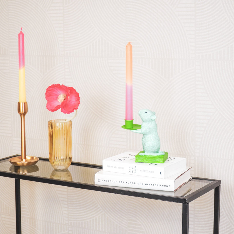 Bougeoir original Souris Pop Hauteur 17 cm Résine Métal Vert Vert menthe Mouse 