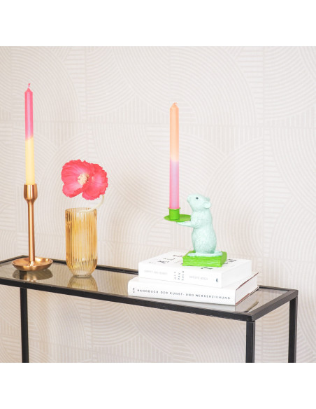 Bougeoir original Souris Pop Hauteur 17 cm Résine Métal Vert Vert menthe Mouse 