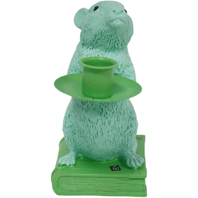 Bougeoir original Souris Pop Hauteur 17 cm Résine Métal Vert Vert menthe Mouse 