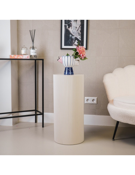 Sellette haute moderne Piédestal Cylindrique Hauteur 65 cm Bois MDF Sable Pillar 