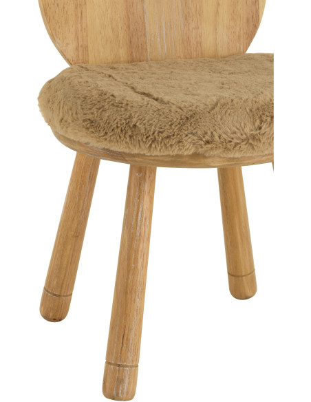 Chaise pour enfant Tête d'ourson en Bois d'hévéa Naturel Tissu Beige Honey - 7