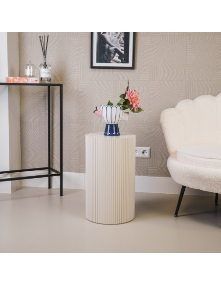 Table d'appoint moderne Piédestal Cylindrique Hauteur 54 cm Bois MDF Sable Pillar 