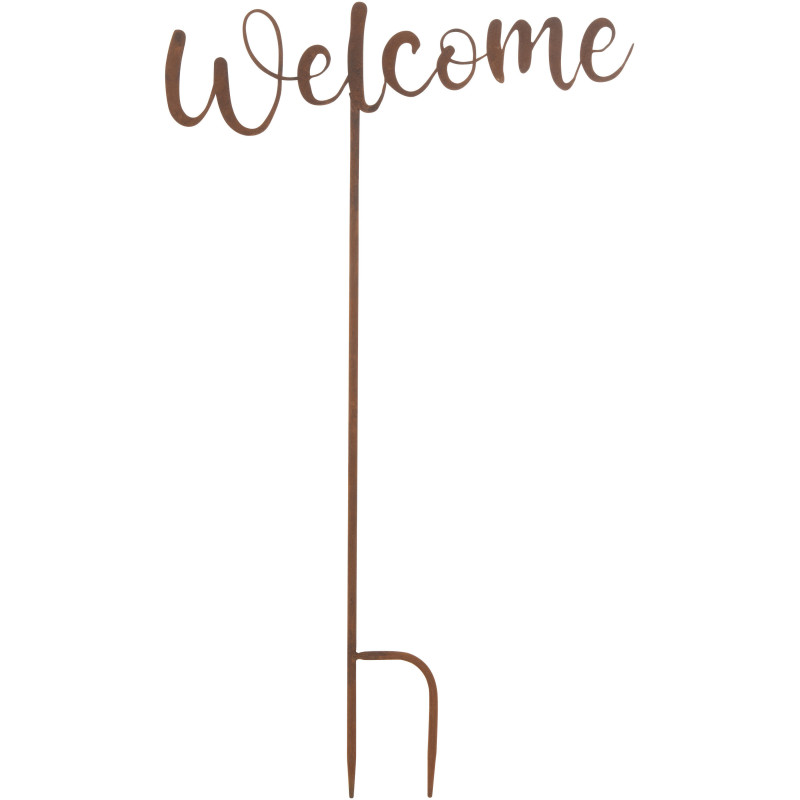 Décoration jardin métal rouillé Welcome - 1