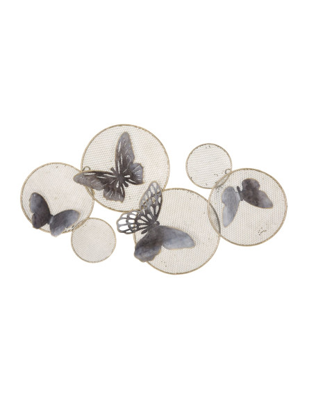 Décoration murale bohème chic Papillons 66x38 Métal Noir Doré Butterfly