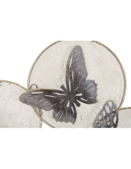 Décoration murale bohème chic Papillons 66x38 Métal Noir Doré Butterfly