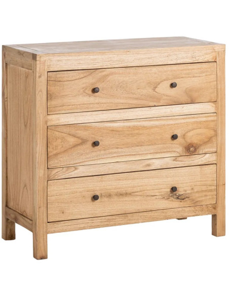 Commode rustique chic 3 tiroirs en Bois de mindi Naturel Vera