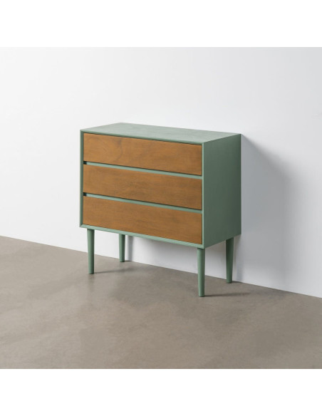 Commode de chambre minimaliste chic 3 tiroirs 75 cm Bois MDF Vert Naturel Escala 