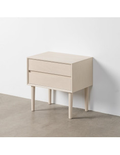 Table de chevet minimaliste chic 2 tiroirs 50 cm Bois MDF Blanc crème Escala 