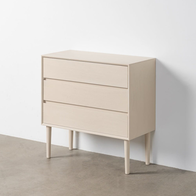 Commode de chambre minimaliste chic 3 tiroirs 75 cm Bois MDF Blanc crème Escala 