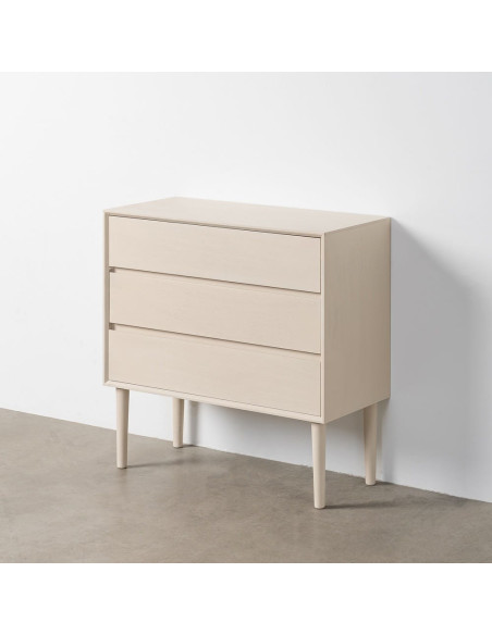 Commode de chambre minimaliste chic 3 tiroirs 75 cm Bois MDF Blanc crème Escala 