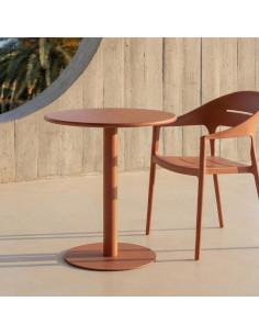 Table de jardin design minimaliste Ronde 70 cm Métal Terracotta Luz 