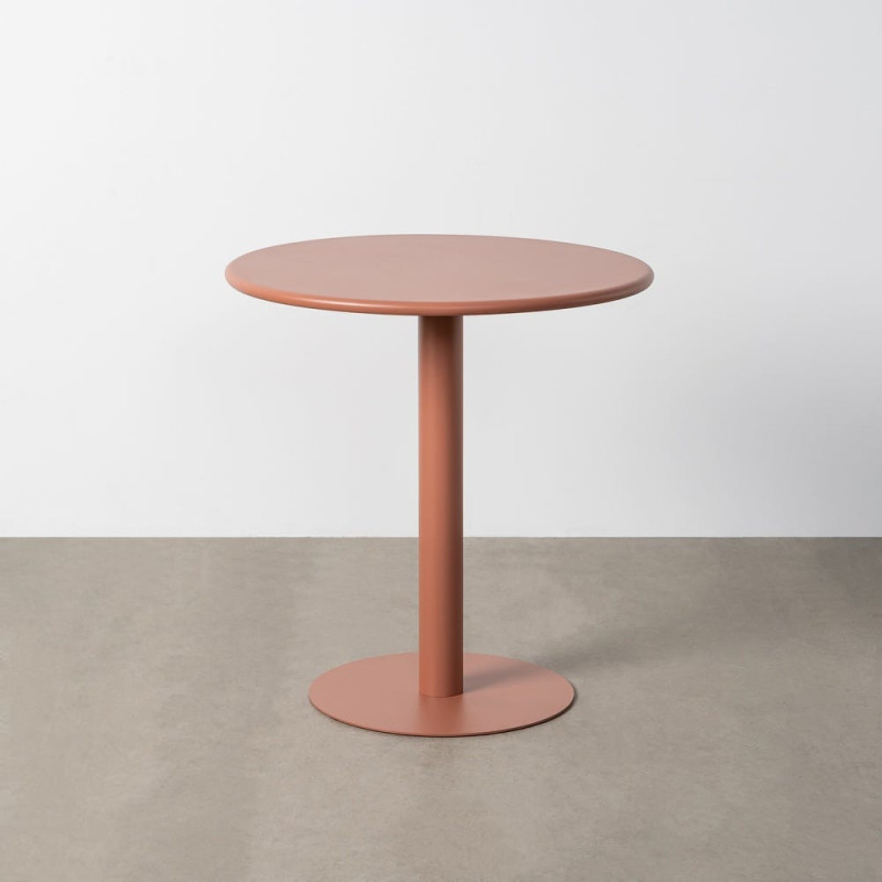 Table de jardin design minimaliste Ronde 70 cm Métal Terracotta Luz 