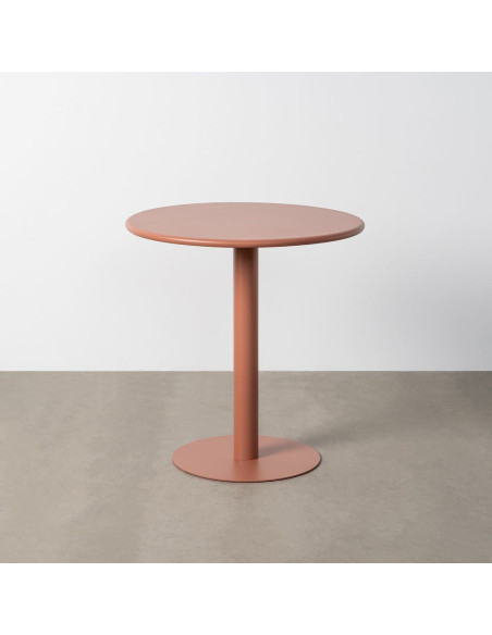 Table de jardin design minimaliste Ronde 70 cm Métal Terracotta Luz 