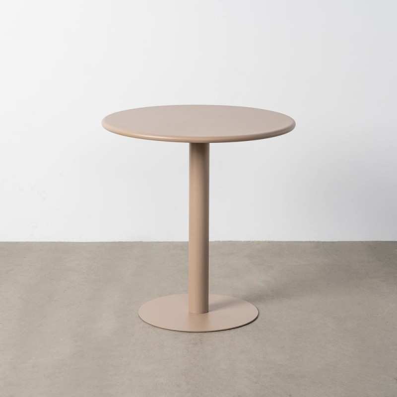 Table de jardin design minimaliste Ronde 70 cm Métal Beige Luz 