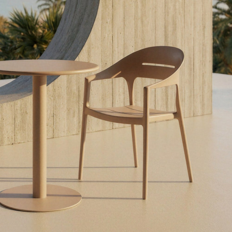 Lot de 2 Fauteuils de jardin design minimaliste Polypropylène Beige Luz 