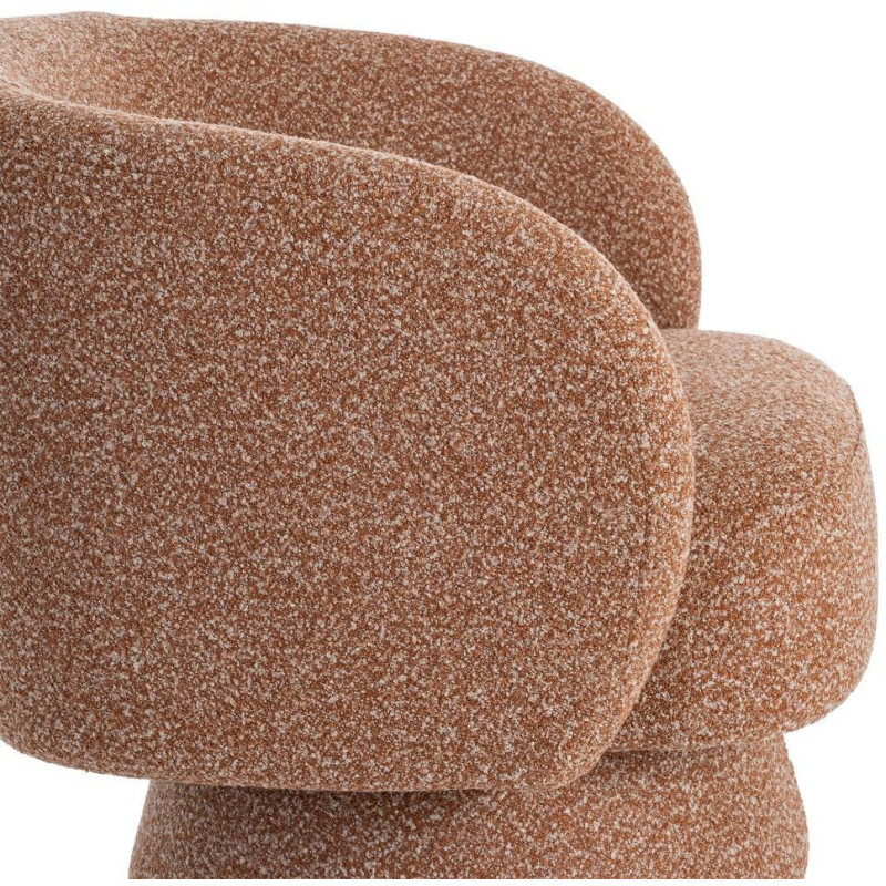 Fauteuil moderne cocooning Tissu Rose saumon Chiné Bois Pausa 