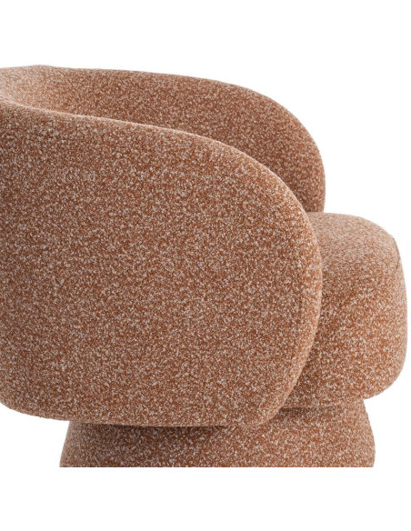 Fauteuil moderne cocooning Tissu Rose saumon Chiné Bois Pausa 