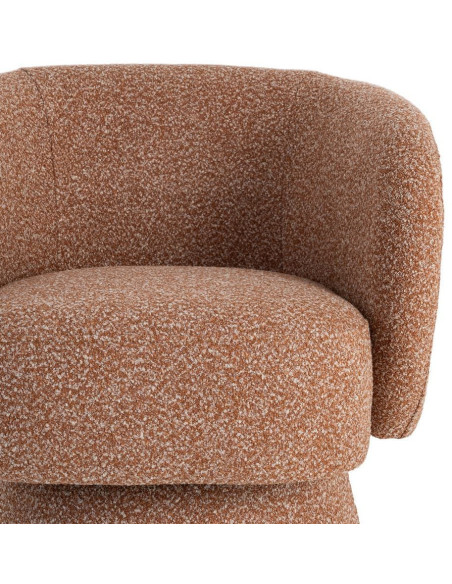 Fauteuil moderne cocooning Tissu Rose saumon Chiné Bois Pausa 