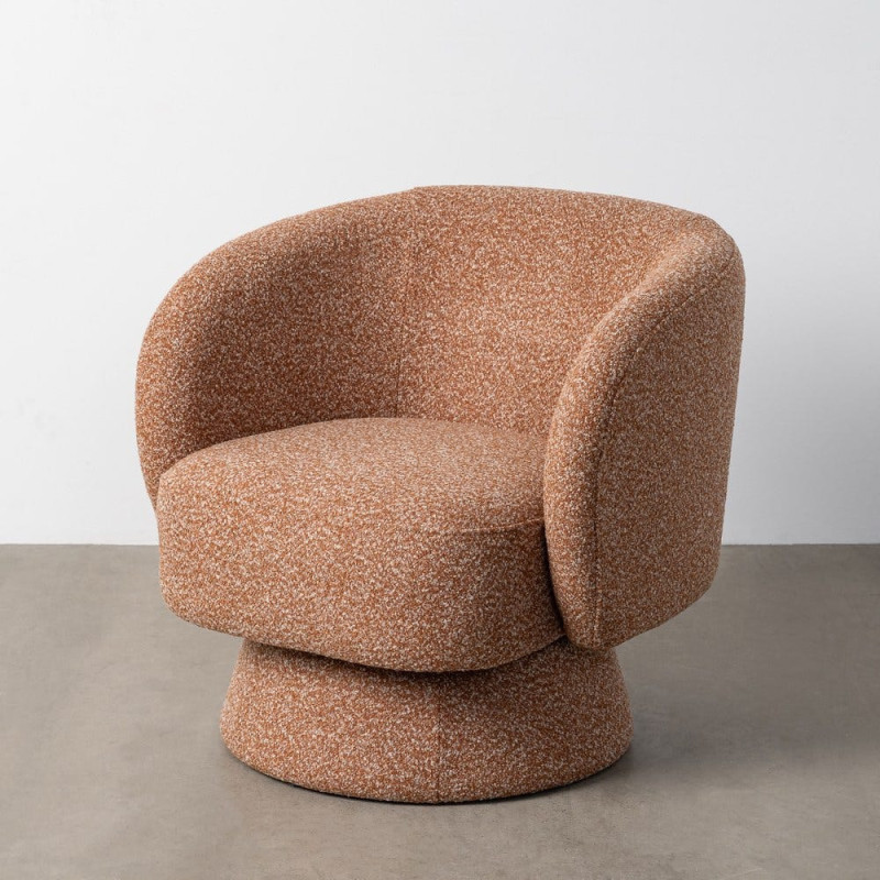 Fauteuil moderne cocooning Tissu Rose saumon Chiné Bois Pausa 