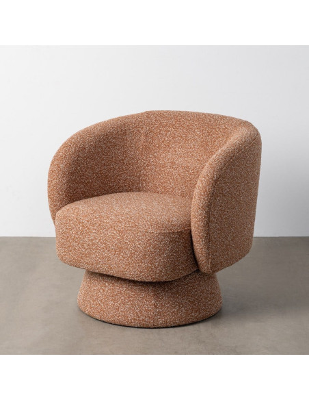 Fauteuil moderne cocooning Tissu Rose saumon Chiné Bois Pausa 