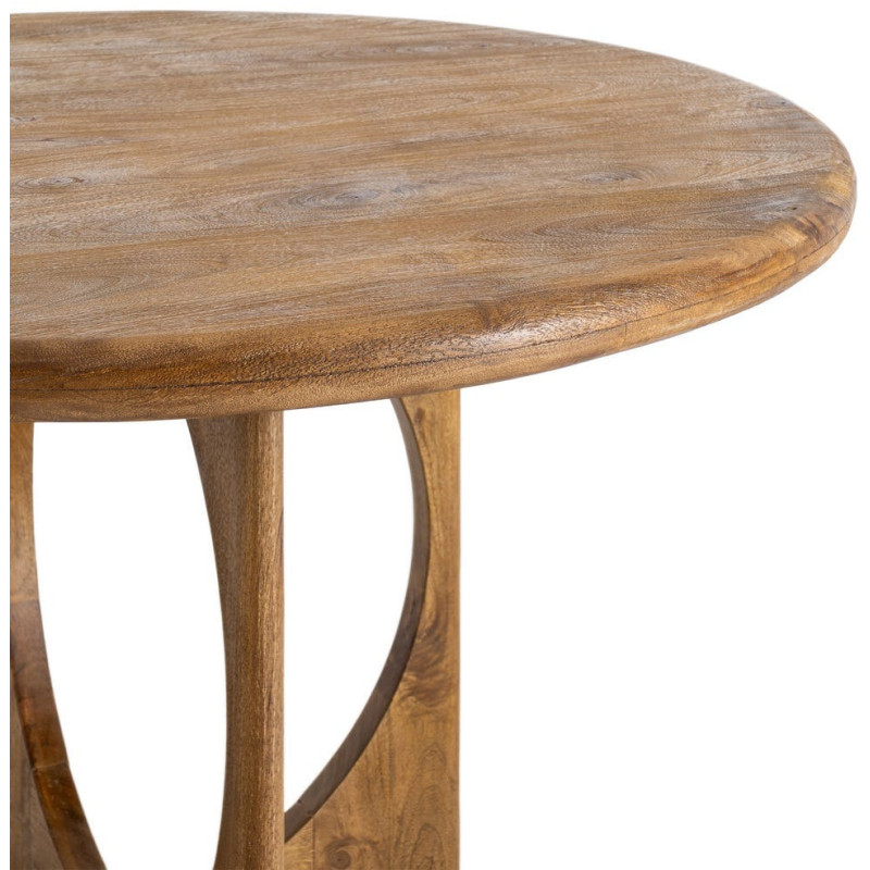 Grande Table à manger rétro chic Ronde 6 personnes 125 cm Bois de manguier Miel Calma 