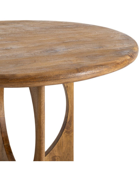 Grande Table à manger rétro chic Ronde 6 personnes 125 cm Bois de manguier Miel Calma 