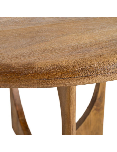 Grande Table à manger rétro chic Ronde 6 personnes 125 cm Bois de manguier Miel Calma 