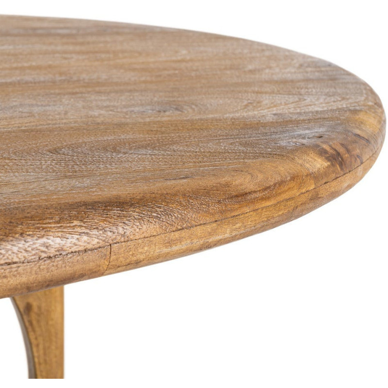 Grande Table à manger rétro chic Ronde 6 personnes 125 cm Bois de manguier Miel Calma 