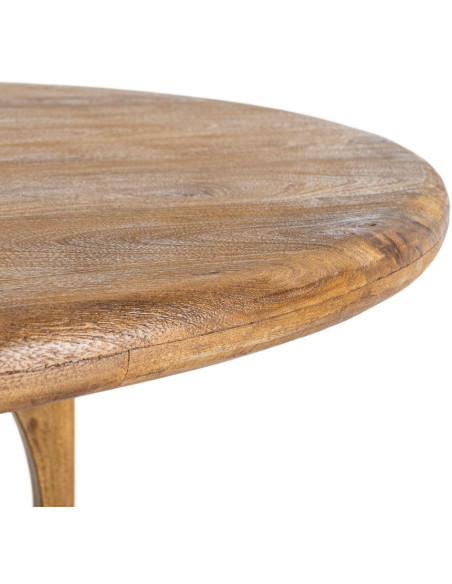 Grande Table à manger rétro chic Ronde 6 personnes 125 cm Bois de manguier Miel Calma 