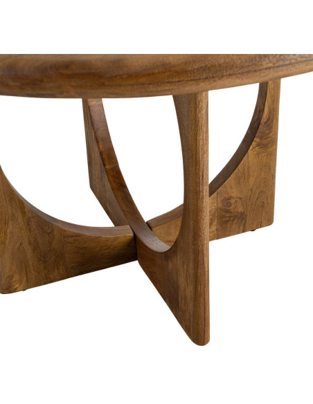 Grande Table à manger rétro chic Ronde 6 personnes 125 cm Bois de manguier Miel Calma 