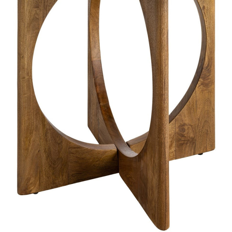 Grande Table à manger rétro chic Ronde 6 personnes 125 cm Bois de manguier Miel Calma 