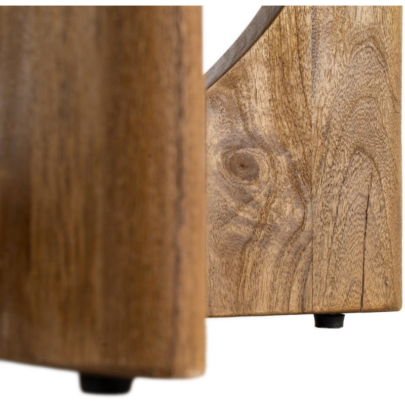 Grande Table à manger rétro chic Ronde 6 personnes 125 cm Bois de manguier Miel Calma 