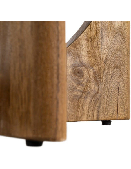 Grande Table à manger rétro chic Ronde 6 personnes 125 cm Bois de manguier Miel Calma 