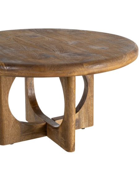 Table basse rétro chic Ronde 77 cm Bois de manguier Miel Calma 