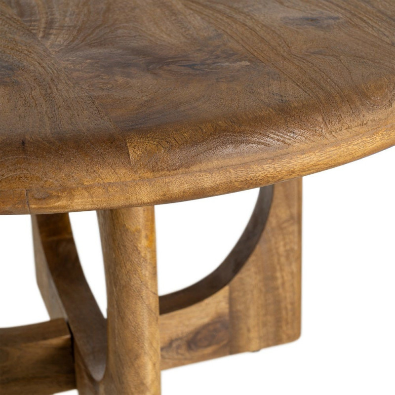 Table basse rétro chic Ronde 77 cm Bois de manguier Miel Calma 