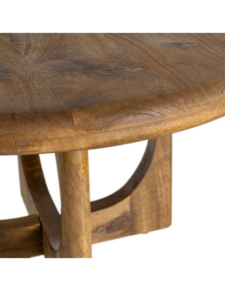 Table basse rétro chic Ronde 77 cm Bois de manguier Miel Calma 