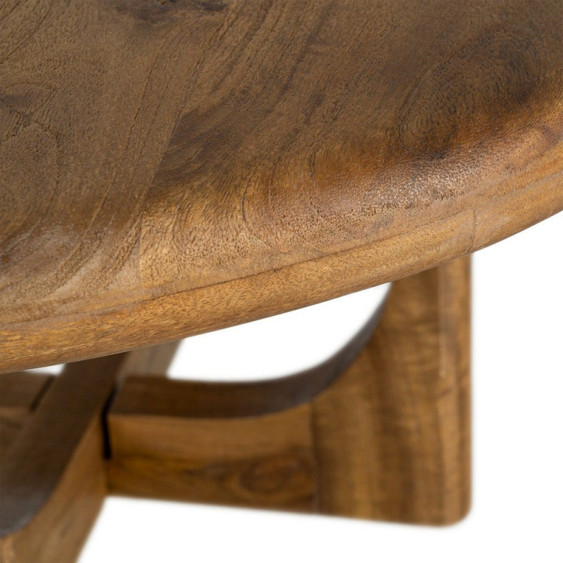 Table basse rétro chic Ronde 77 cm Bois de manguier Miel Calma 