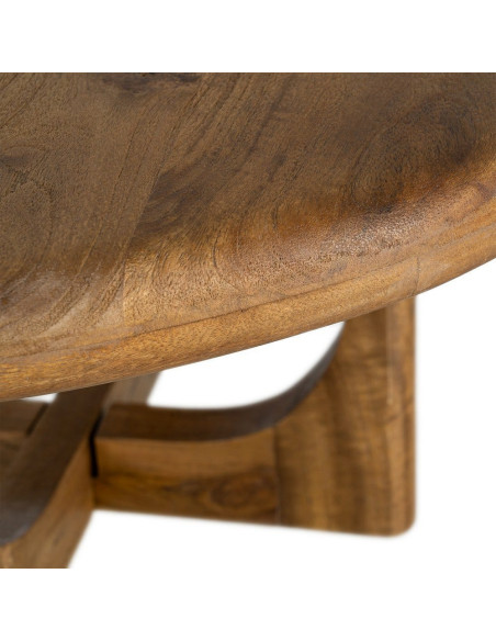 Table basse rétro chic Ronde 77 cm Bois de manguier Miel Calma 