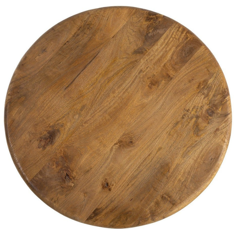 Table basse rétro chic Ronde 77 cm Bois de manguier Miel Calma 