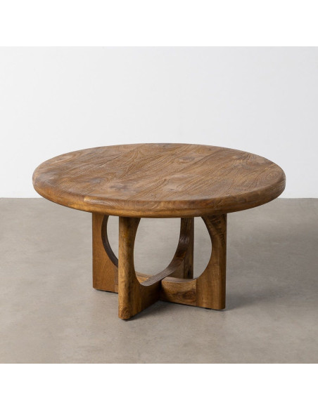 Table basse rétro chic Ronde 77 cm Bois de manguier Miel Calma 