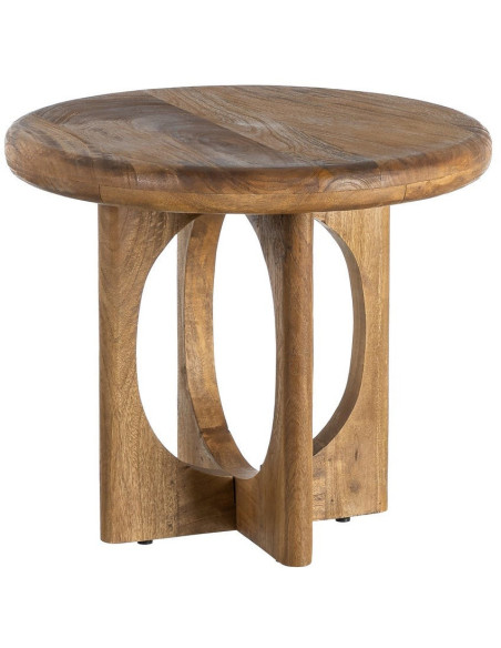 Table basse rétro chic Ronde 55 cm Bois de manguier Miel Calma 