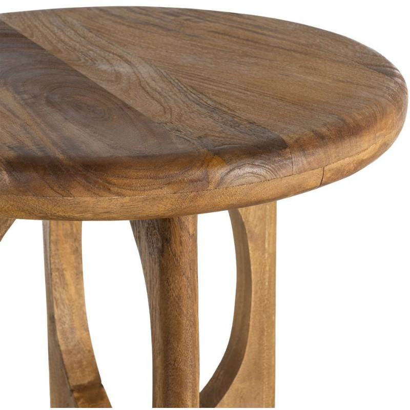 Table basse rétro chic Ronde 55 cm Bois de manguier Miel Calma 