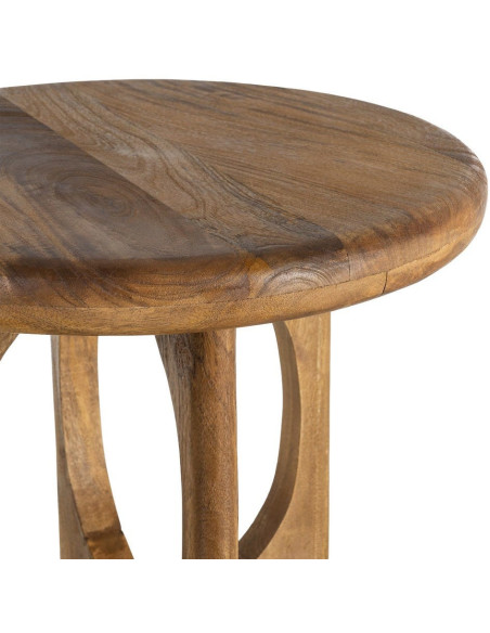 Table basse rétro chic Ronde 55 cm Bois de manguier Miel Calma 