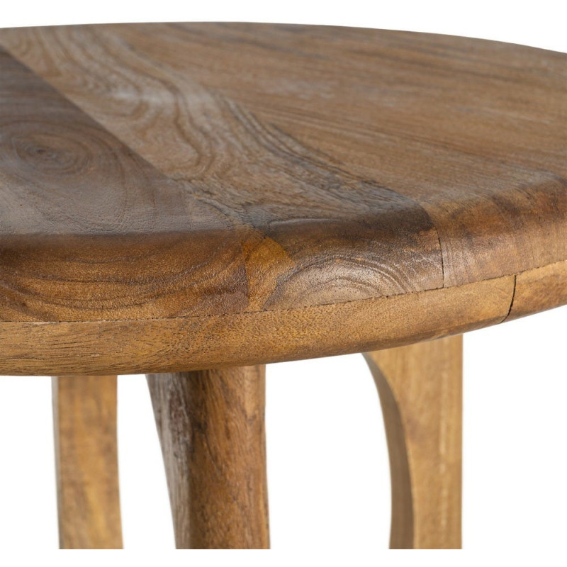 Table basse rétro chic Ronde 55 cm Bois de manguier Miel Calma 